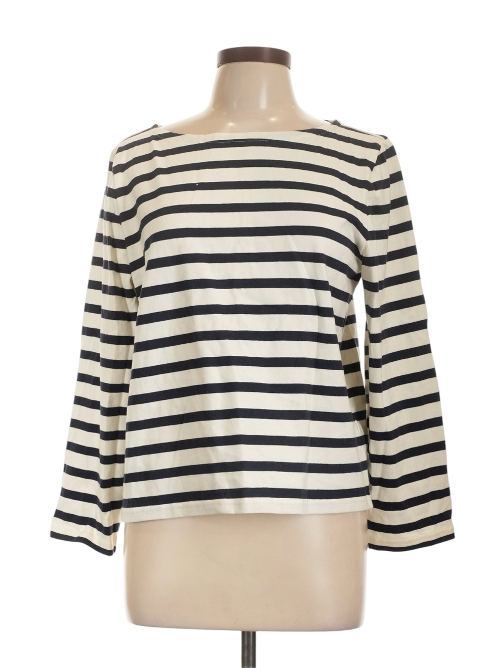 J. Crew Classic Mariner Cloth Boatneck T-Shirt in Stripe Large Navy White NWT